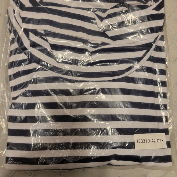 NWT 2pc Set Navy And white Striped Top with Navy Elastic Waist Pants - Picture 7 of 11
